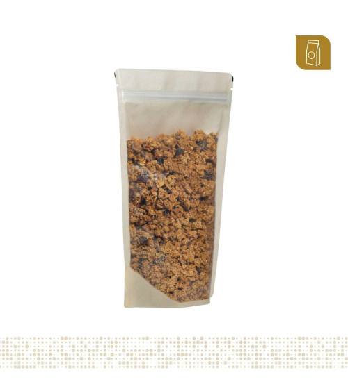 Funda parable tipo Doypack 16x24 transpapel (1 cara con acabado de papel / 1 cara transparente)  con zipper