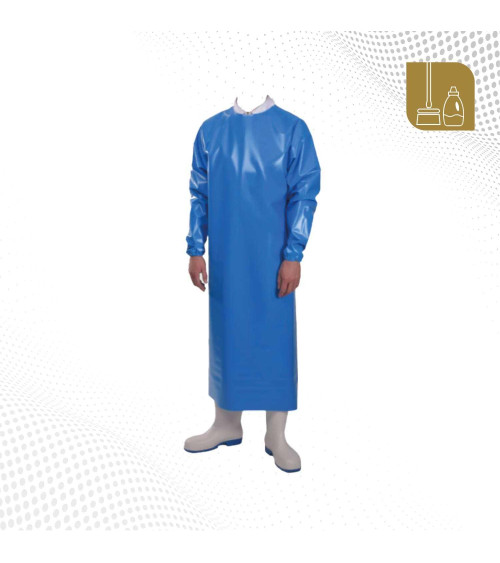 Delantal de poliuretano con mangas termosoldadas azul 100x140 cm