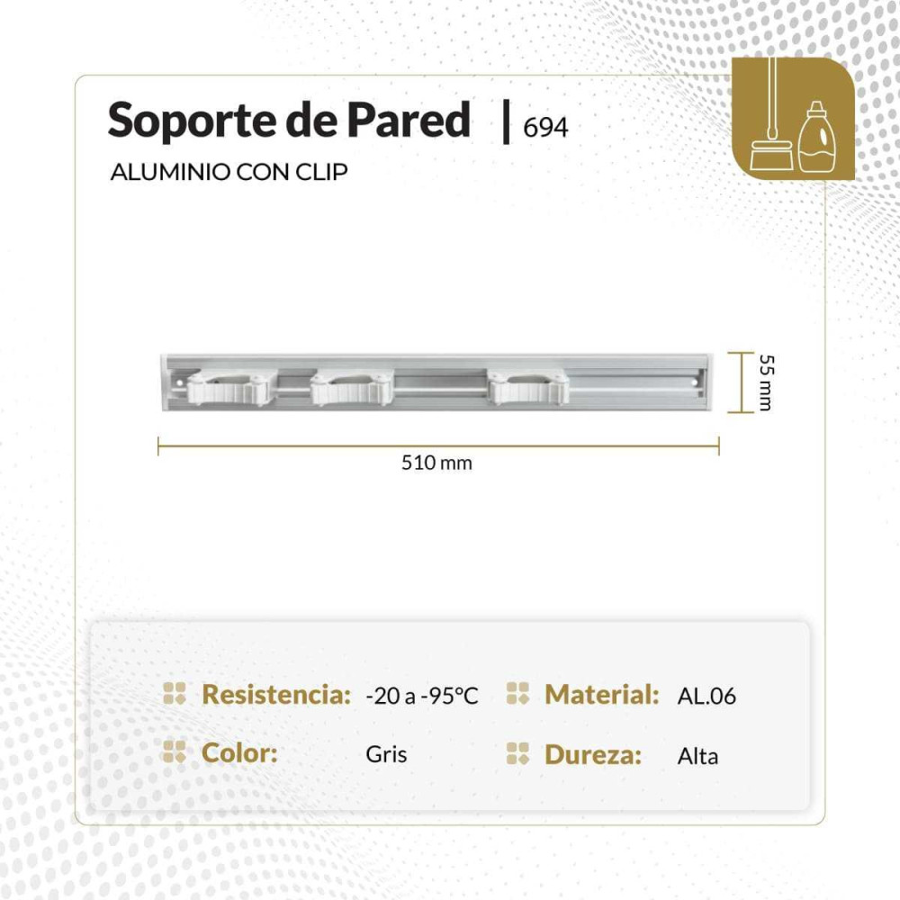 Soporte de pared  aluminio con clip   510 mm/8699