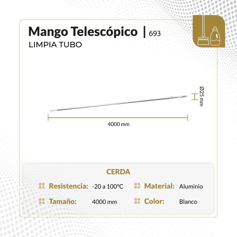 Mango telescopico  aluminio  color blanco 4000 mm
