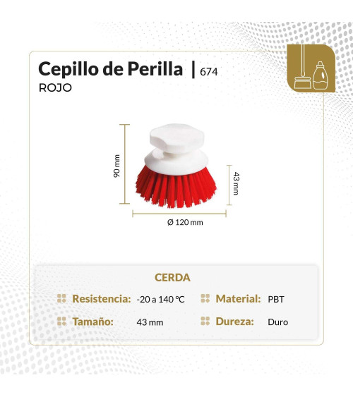 Cepillo de perilla ciruclar color rojo