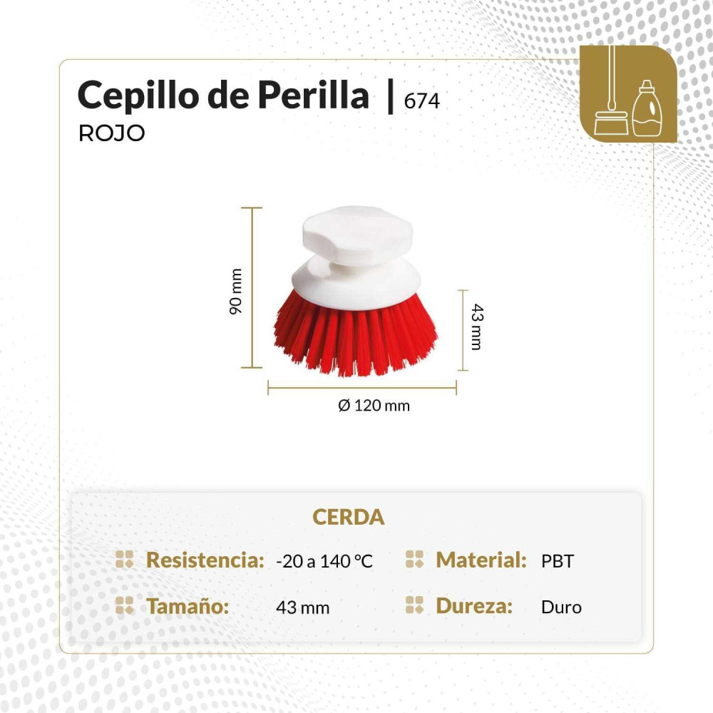 Cepillo de perilla ciruclar color rojo
