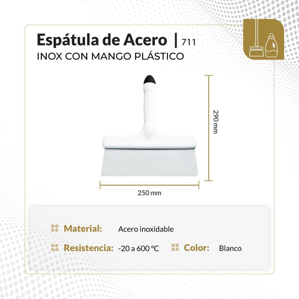Espatula de acero inox con mango plastico 290x250x30  8937
