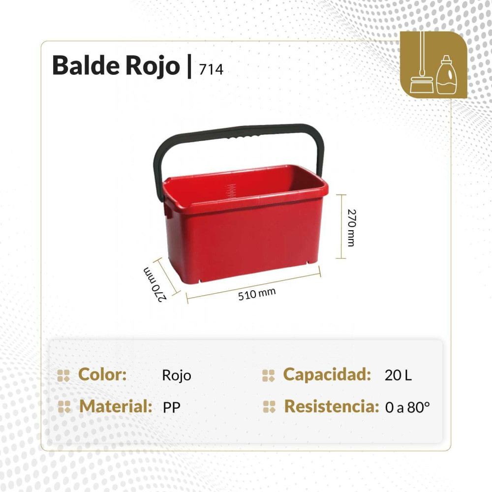 Balde color rojo de 20 litros