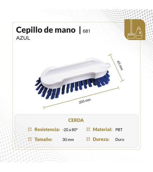 Cepillo para mano con bordes redondos medida: 20.5 cm color azul