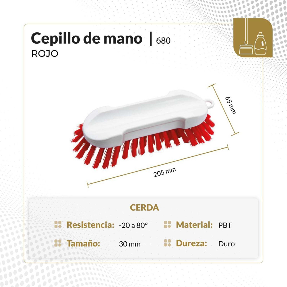 Cepillo para mano con bordes redondos medida: 20.5 cm color rojo