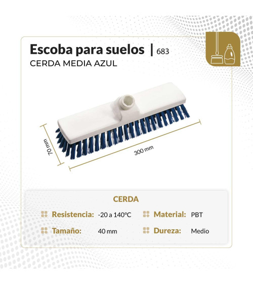 Escoba para suelos cerda media 30 cm color azul