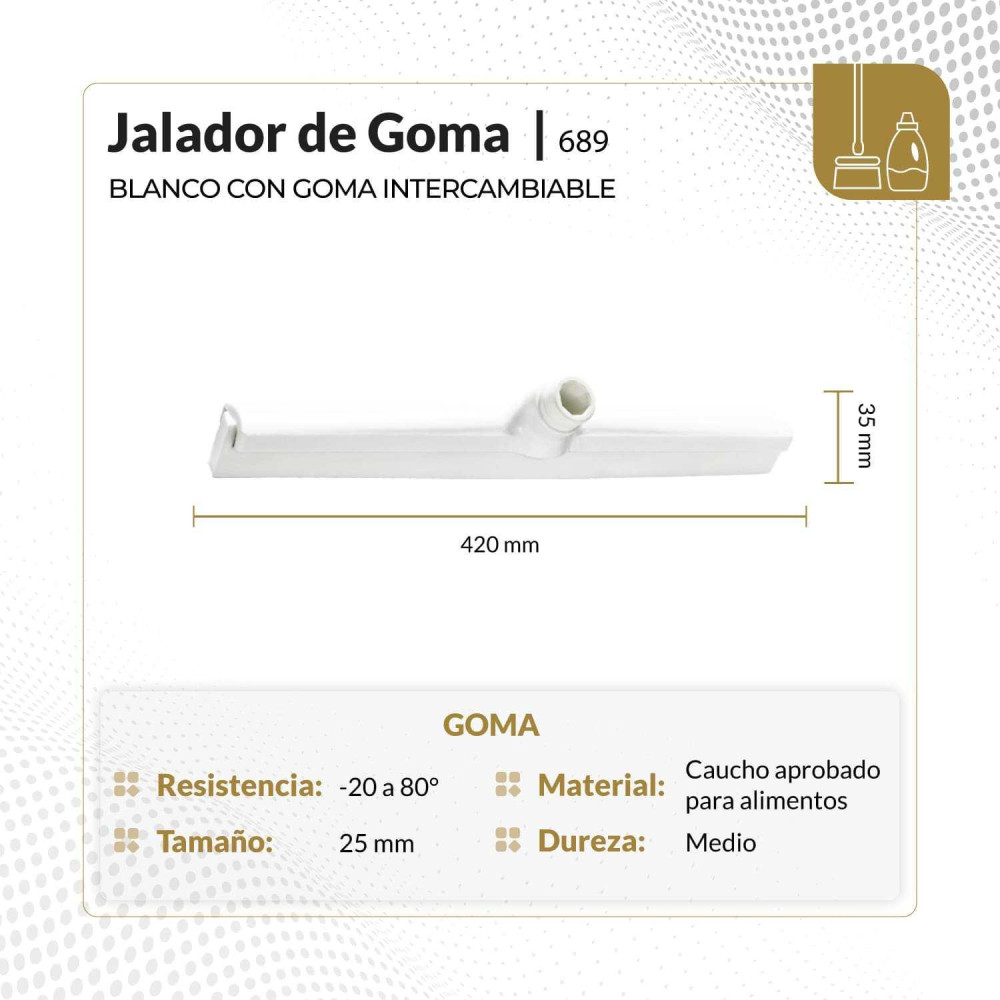 Jalador de  goma blaco con goma intercambiable 420x35x80