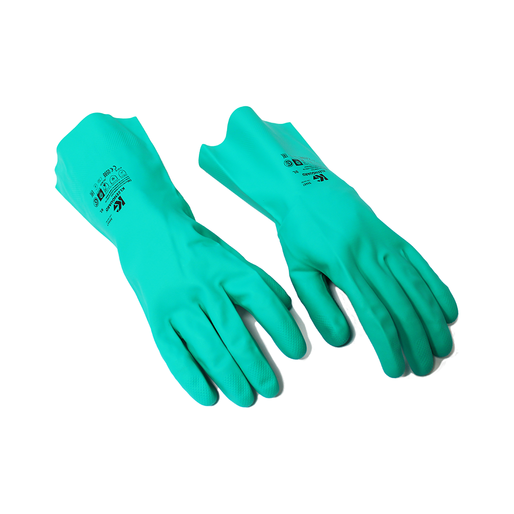 Guante de nitrilo verde t9 el par 13pulgadas corto