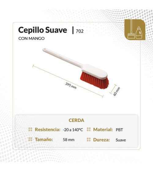 Cepillo suave color rojo con mango