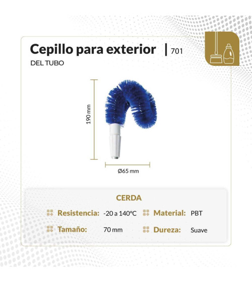 Cepillo curvo para bordes redondeados o  tubos color azul