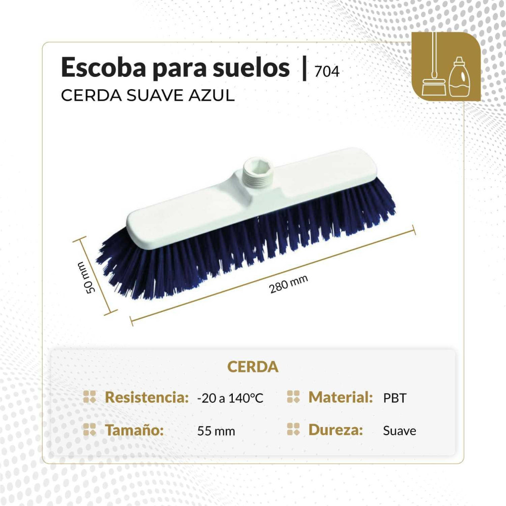 Escoba para suelos cerda suave 28 cm color azul