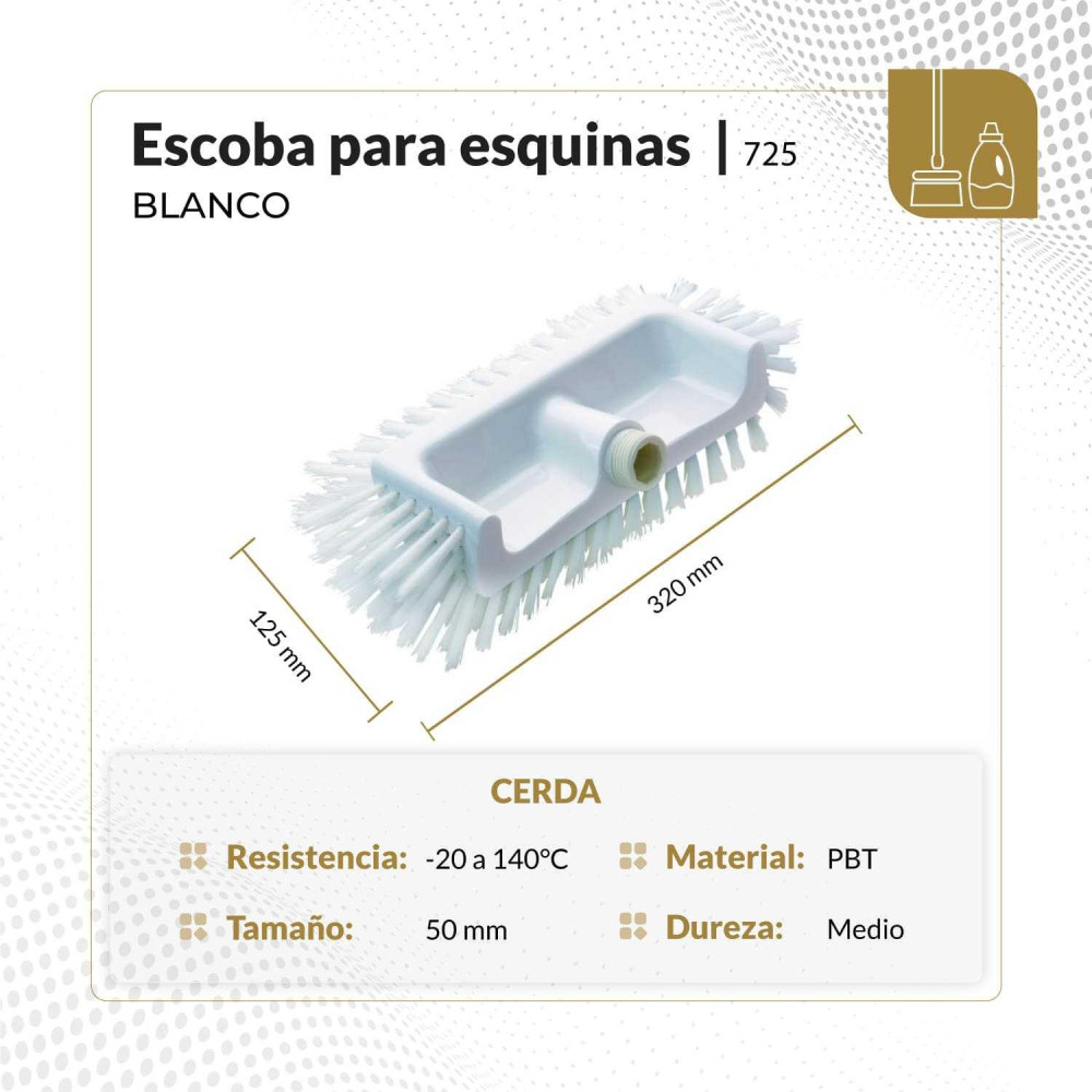 Escoba blanca para esquinas y angúlos de cerda dura 32 cm ancho