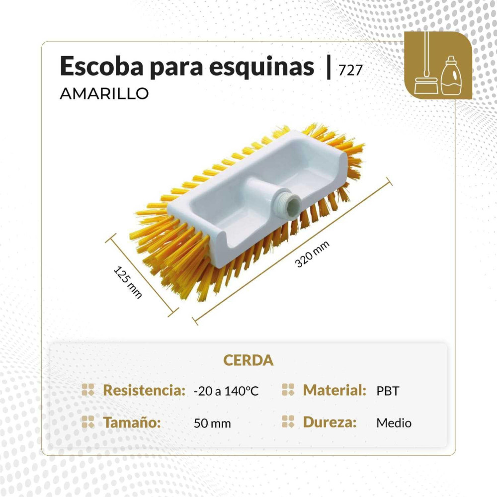 Escoba marilla para esquinas y angúlos de cerda dura 32 cm ancho