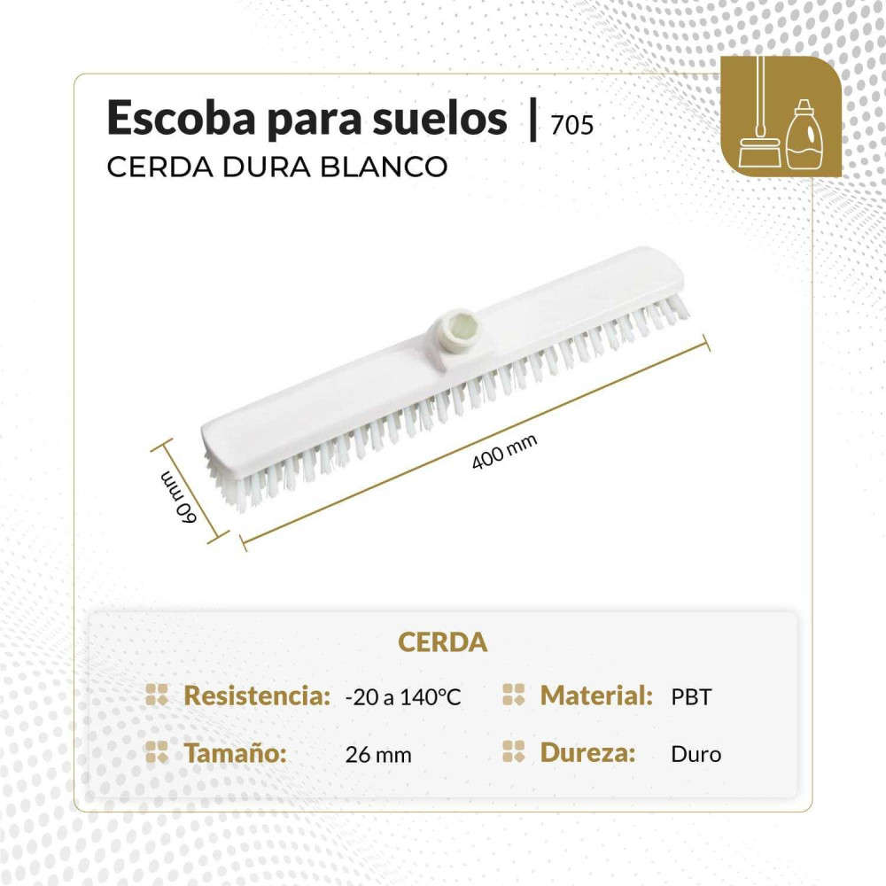 Escoba para suelos cerda dura 40 cm color blanco