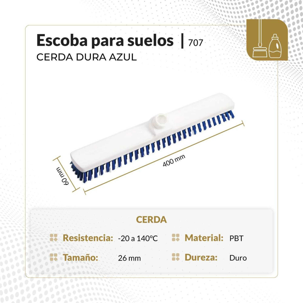 Escoba para suelos cerda dura 40 cm color azul