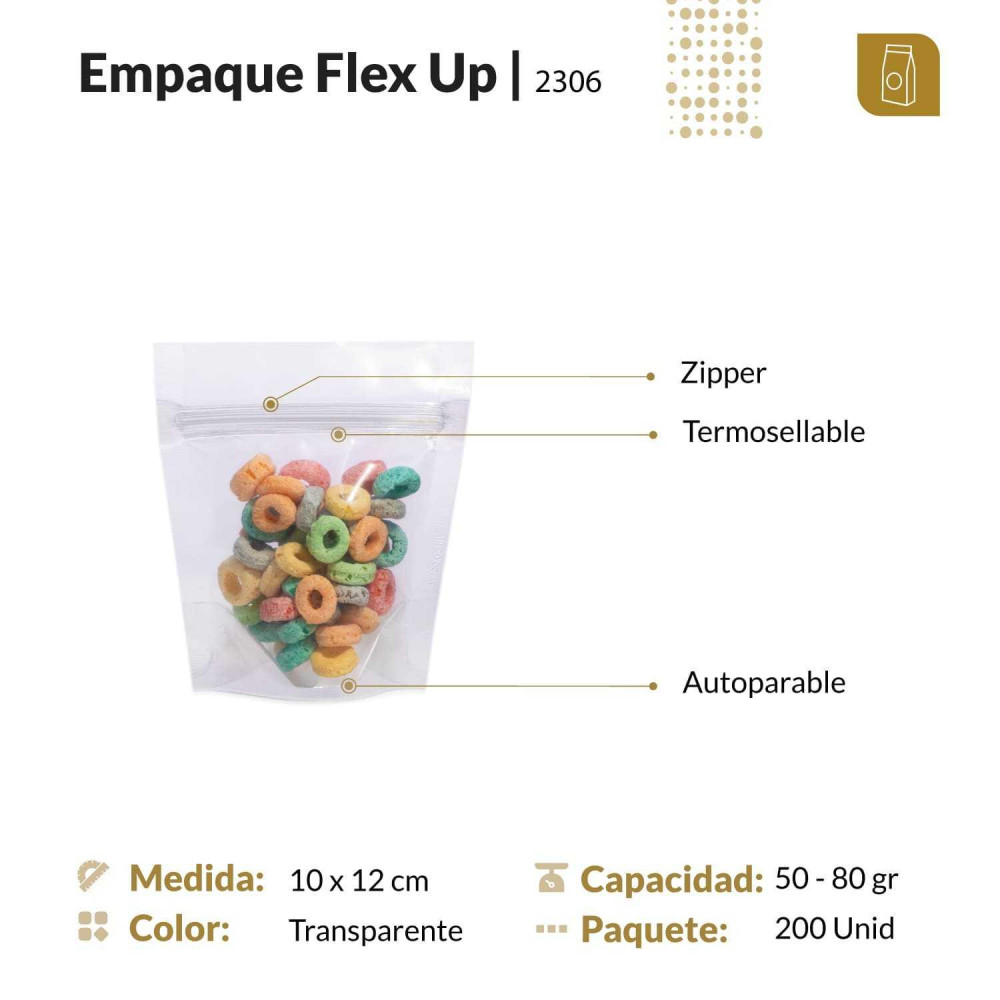 Funda parable tipo Doypack 10x12 transparente con zipper