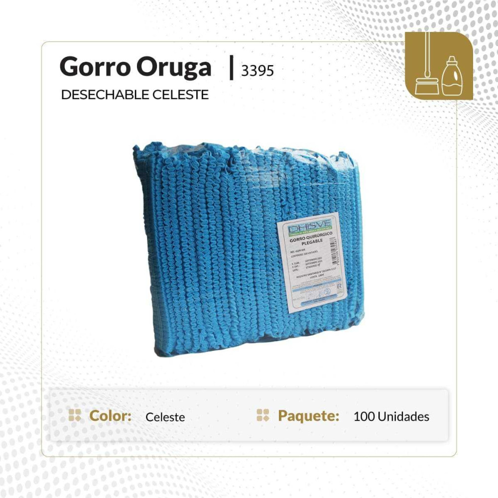 Gorro oruga desechable celeste