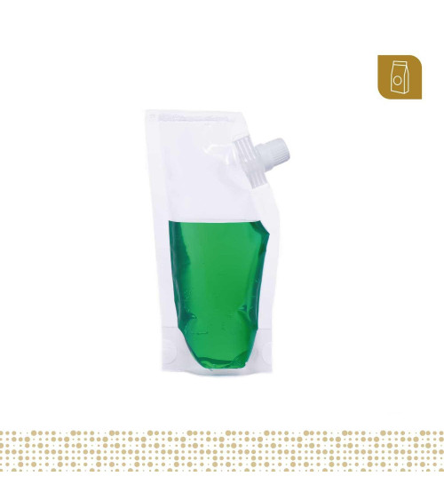 Funda parable tipo Doypack con válvula 10x18 cm transparente para líquidos y pastosos