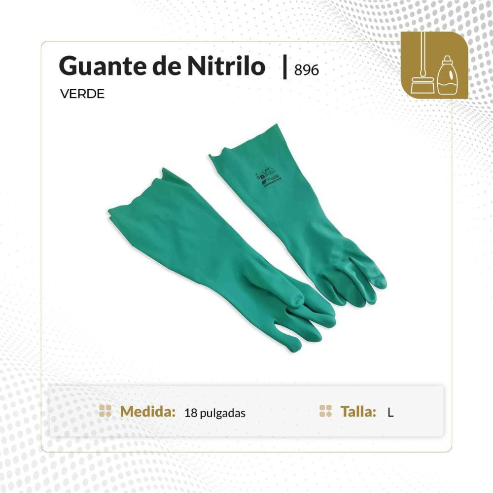Guante de nitrilo verde t9  18 pulgadas largo