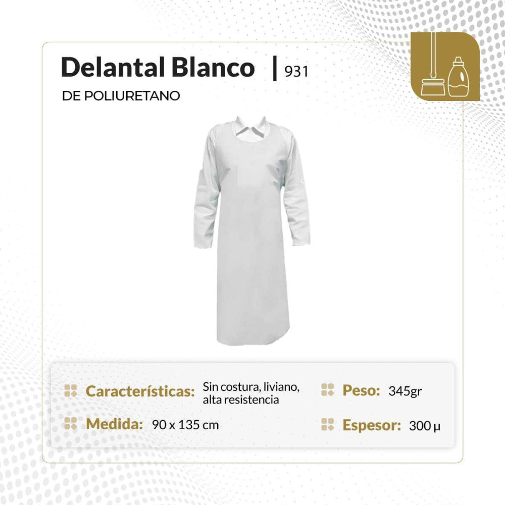 Delantal monoblock blanco de poliuretano