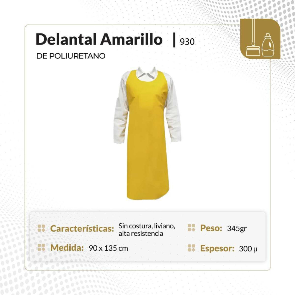 Delantal monoblock amarillo de poliuretano poliéter