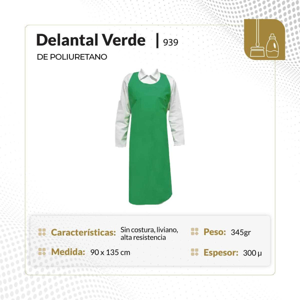 Delantal monoblock verde de poliuretano