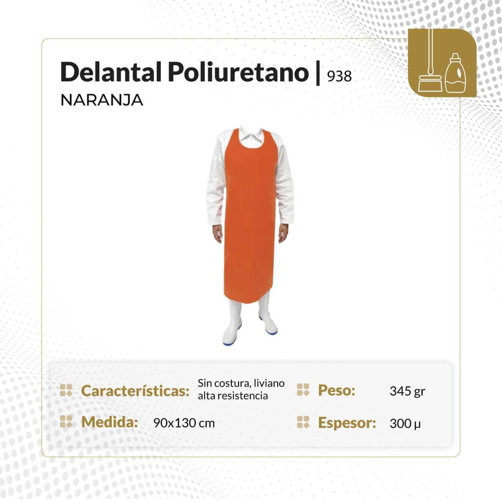 Delantal monoblock naranja de poliuretano