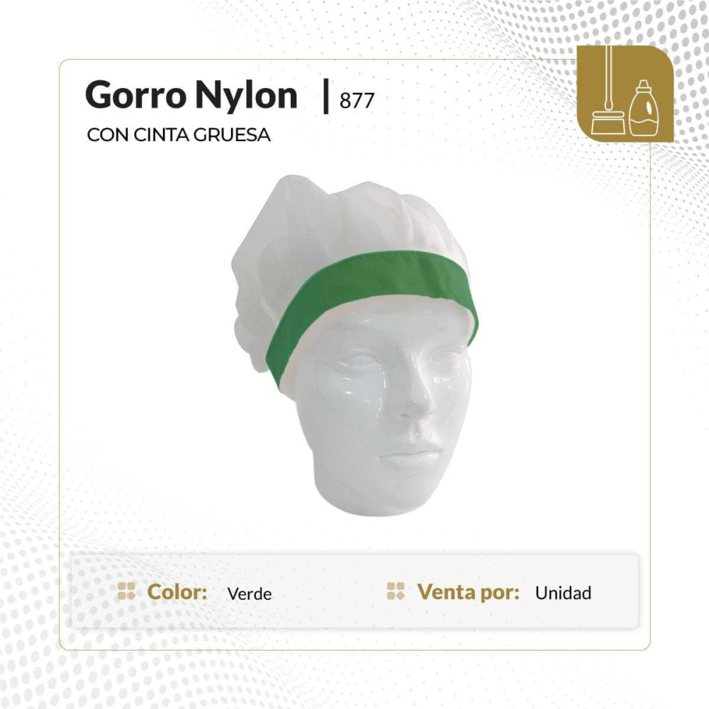 Gorro de nylon con cinta gruesa en color verde - TALSA