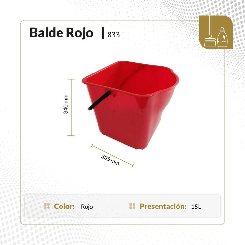 Balde rojo de 15 litros (340x335x285 mm