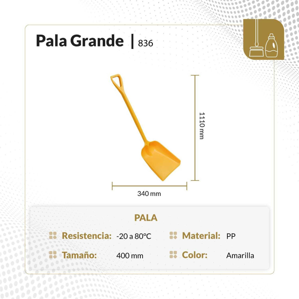 Pala larga grande  gruesa  amarilla 400x9401110 mm 