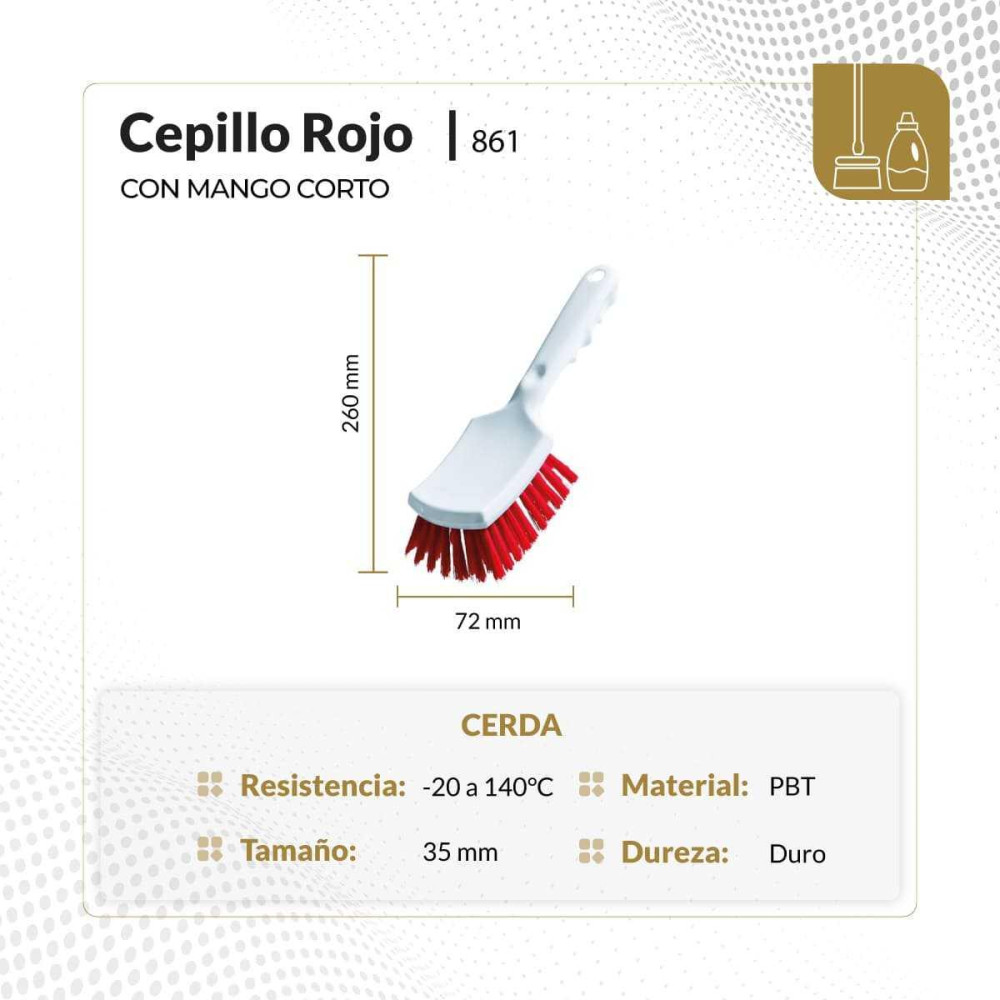 Cepillo rojo con mango corto