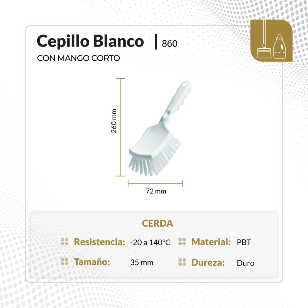 Cepillo blanco con mango corto