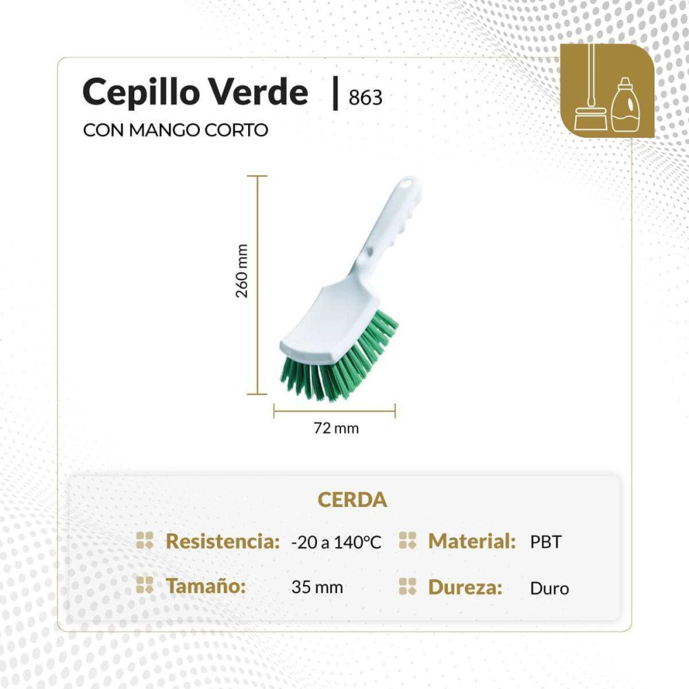 Cepillo verde con mango corto