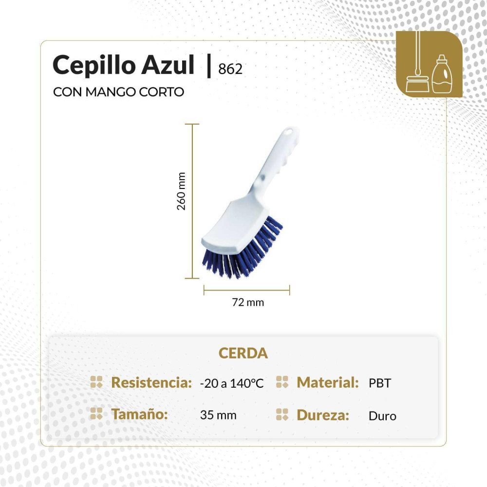 Cepillo azul con mango corto