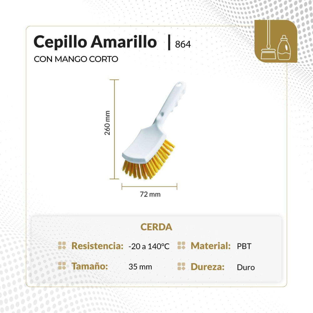 Cepillo amarillo con mango corto