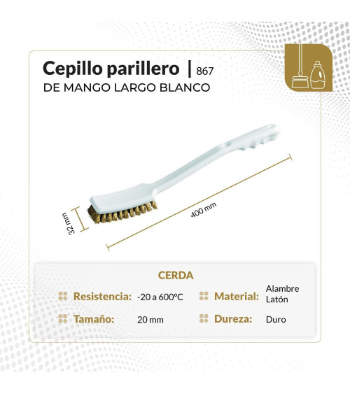 Cepillo parrillero de mango largo