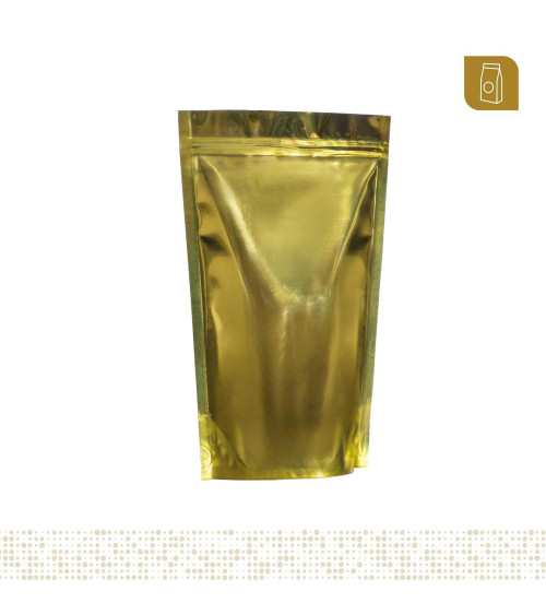 Funda parable tipo Doypack 16x24 metalizada color dorado con zipper