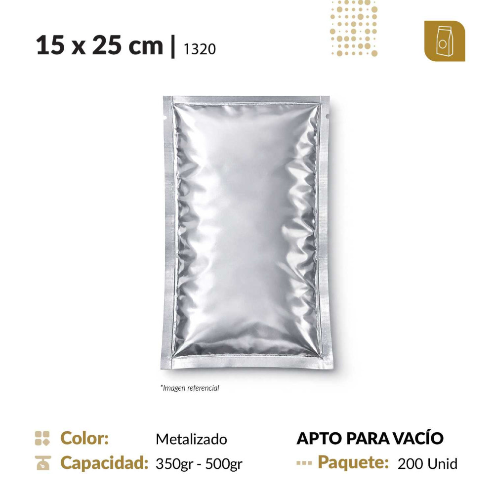 Funda plana 15x25 metalizada de 3 selles
