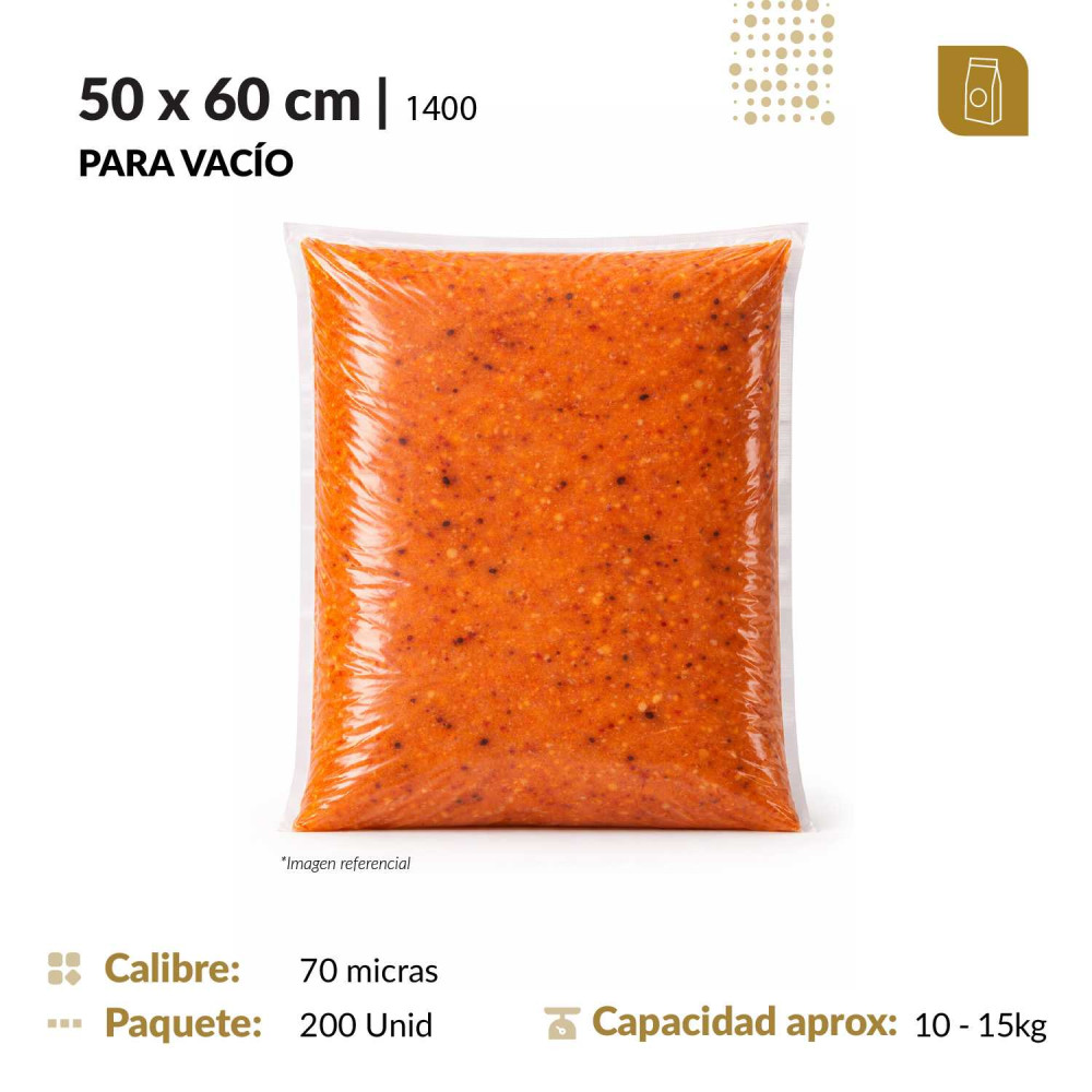 Funda plana 50x60 transparente para empacado al vacio