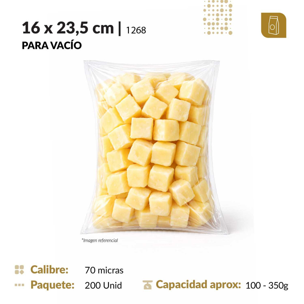 Funda plana 16x23.5 transparente para empacado al vacio