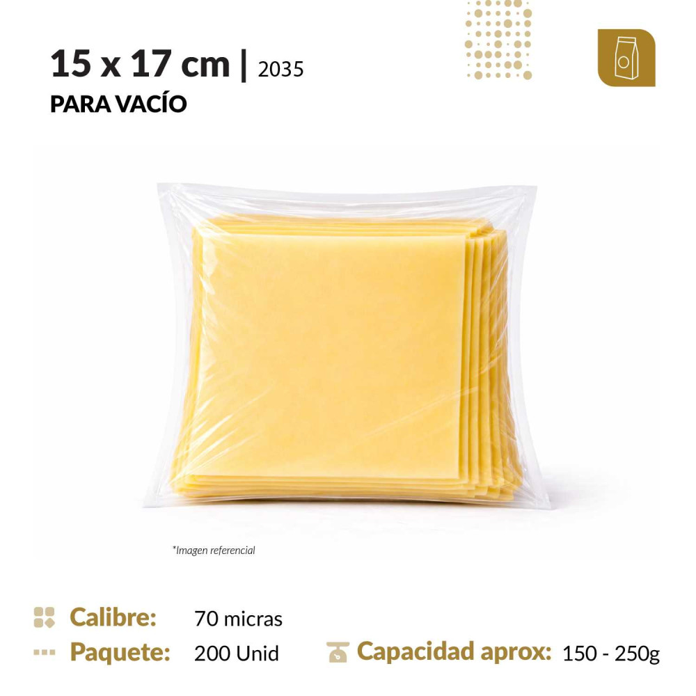 Funda plana 15x17 transparente para empacado al vacio