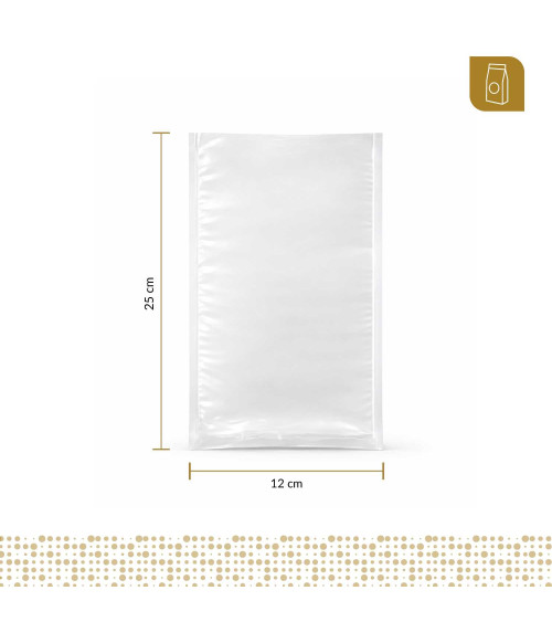 Funda plana 12x125 transparente de 150 micras para empacado al vacío