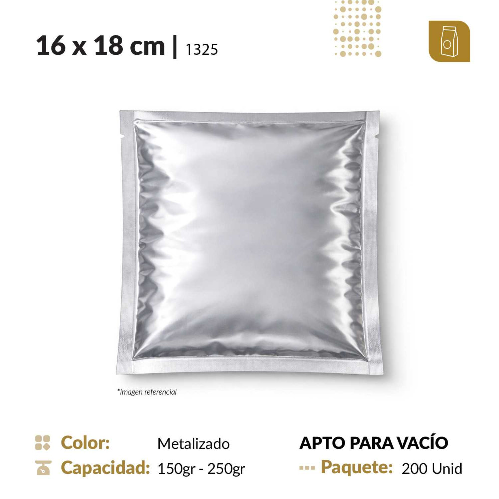 Funda plana 16x18 metalizada de 3 selles
