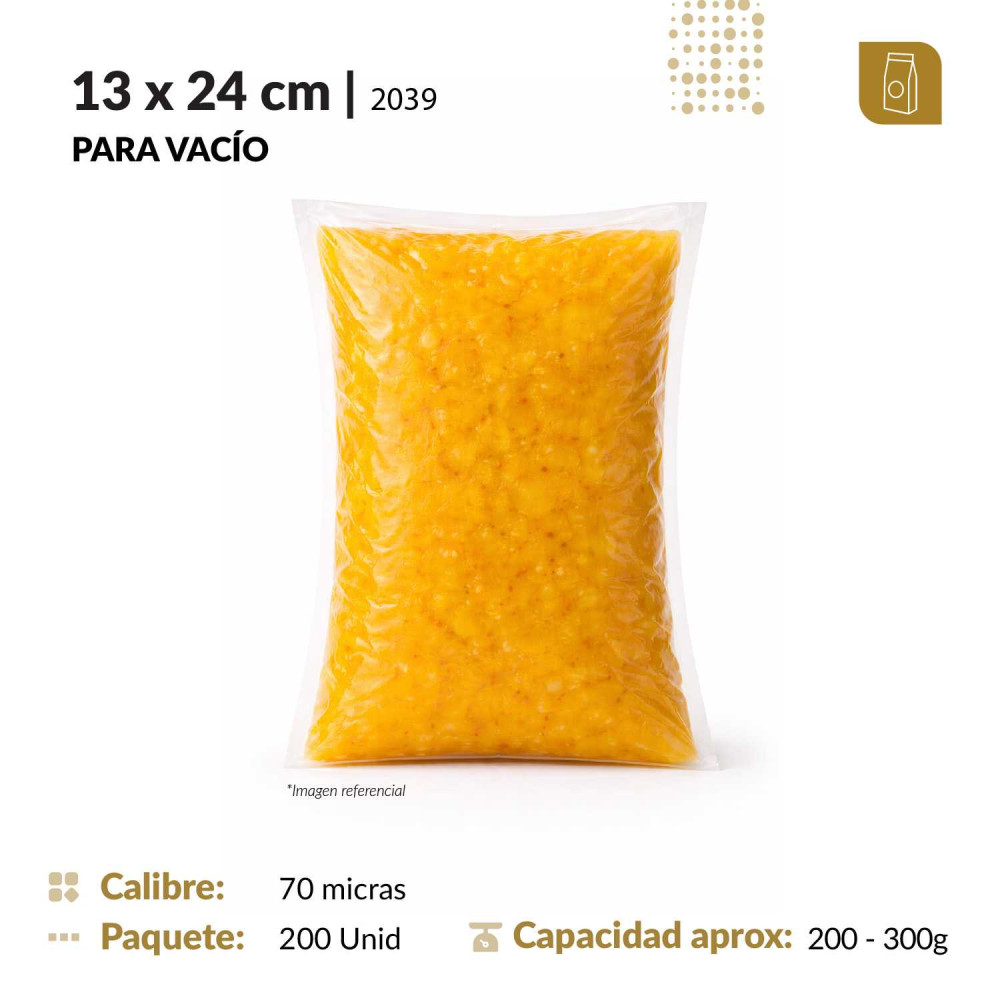 Funda plana 13x24 transparente para empacado al vacio