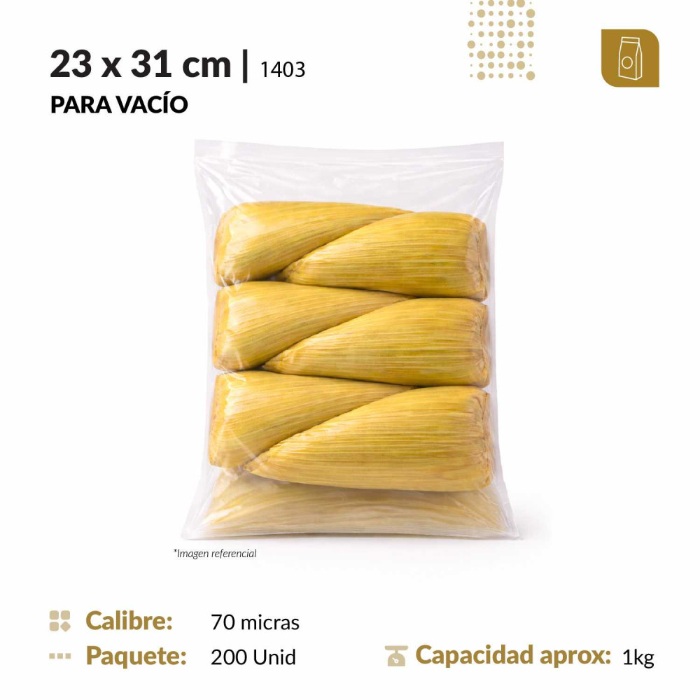Funda plana 23x31 transparente para empacado al vacio