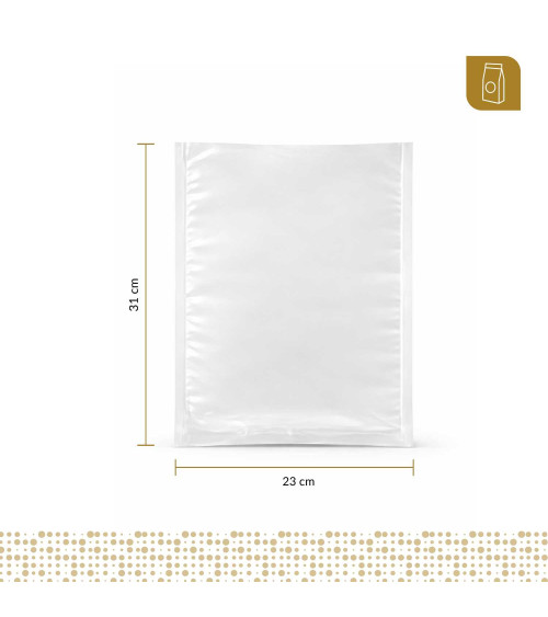 Funda plana 23x31 transparente para empacado al vacio