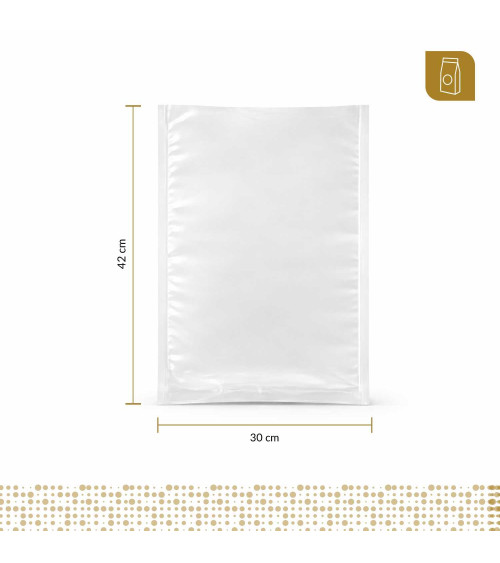 Funda plana 30x42 transparente de 80 micras para empacado al vacío