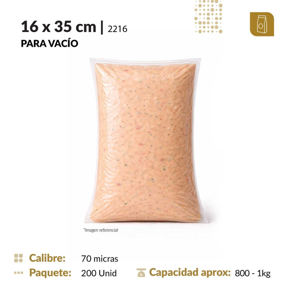 Funda plana 16x35 transparente para empacado al vacio