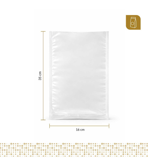 Funda plana 16x35 transparente para empacado al vacio